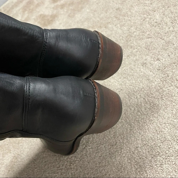 Faryl Robin Black Leather Heeled Riding Tall Boots  Size 7 - Picture 9 of 12